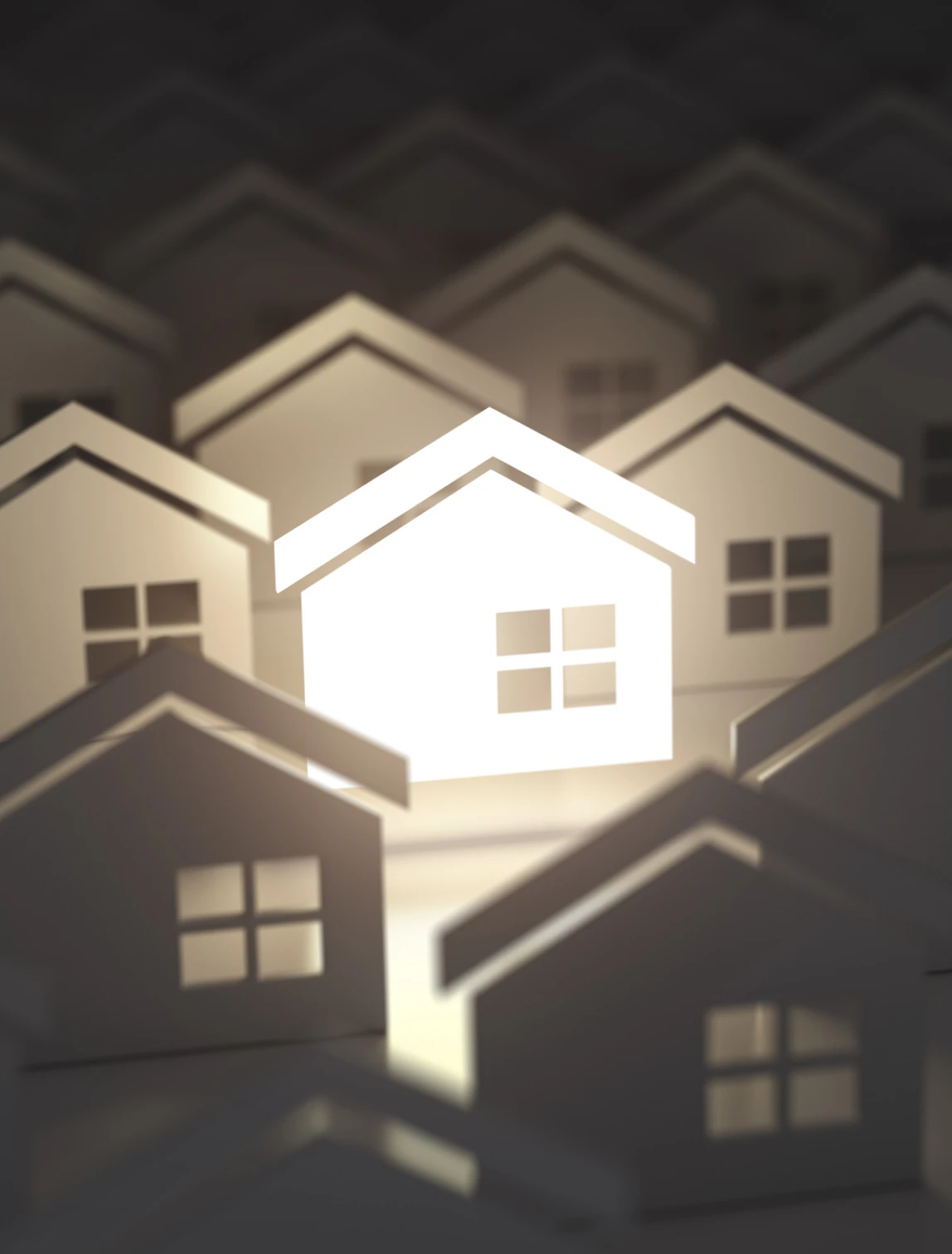 Bright house in shadowed neighborhood