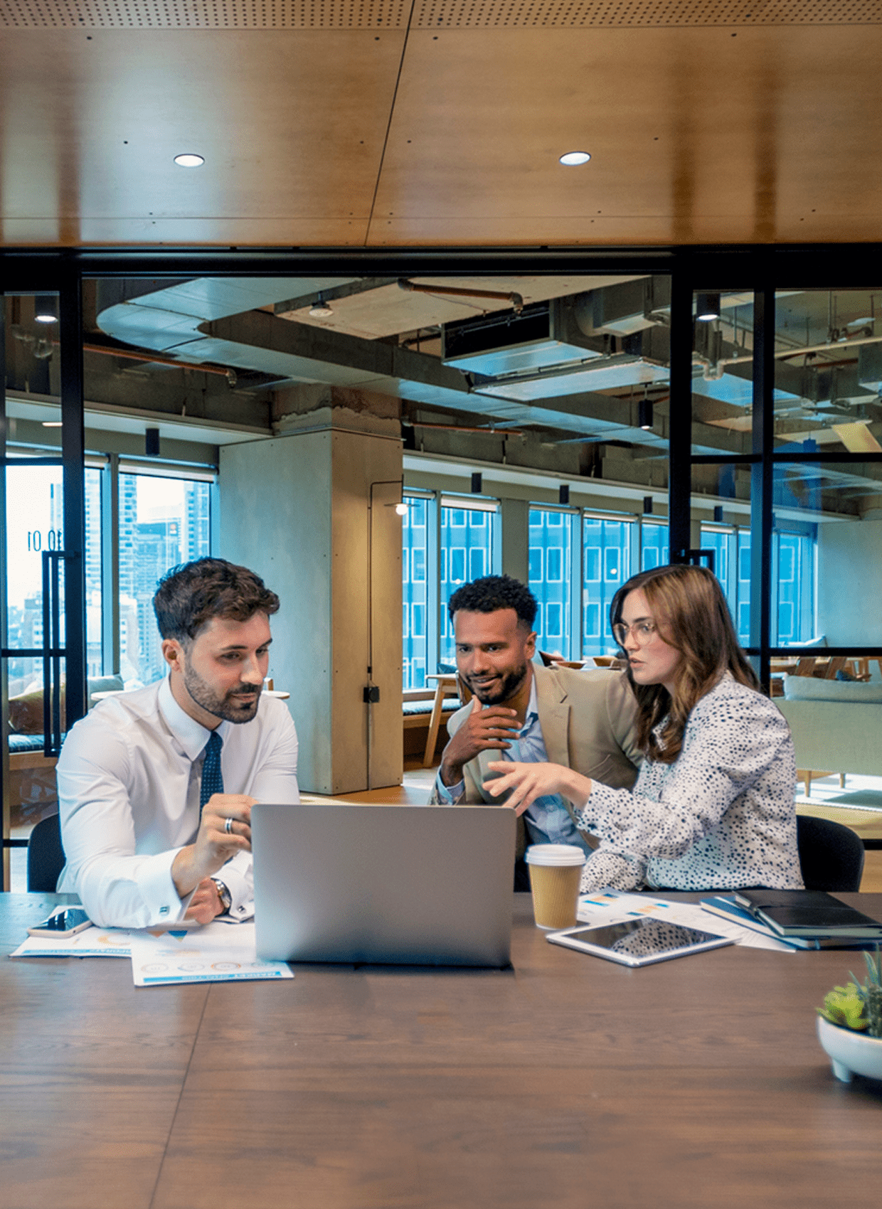 Team collaborating in modern office